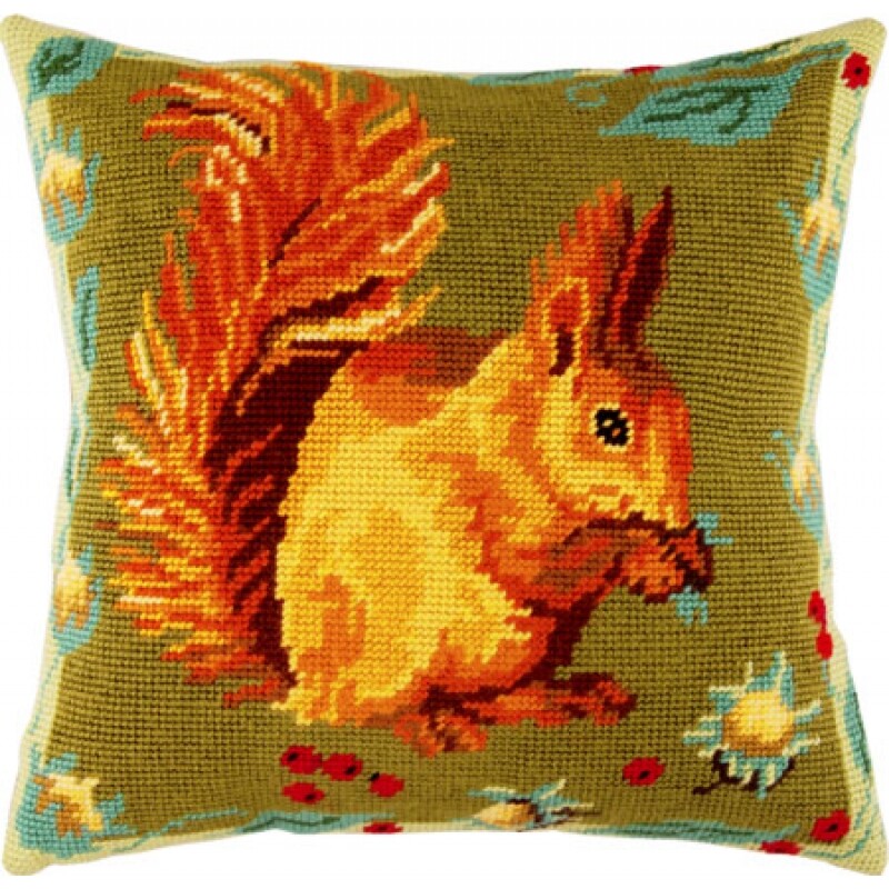 Needlepoint/Tapestry Pillow Cover DIY Kit ,,Squirrel"