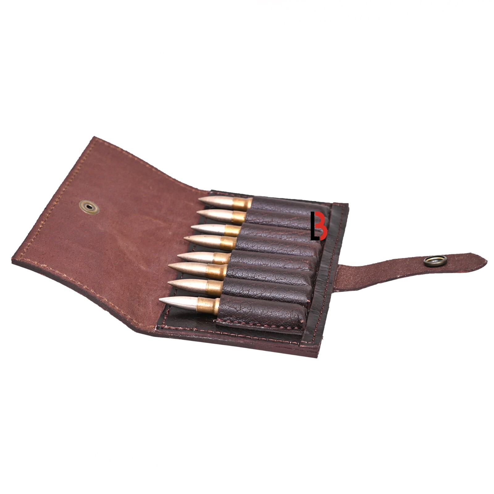 Cowhide Leather Rifle Cartridge Holder Ammo Wallet for 8 Shells 308