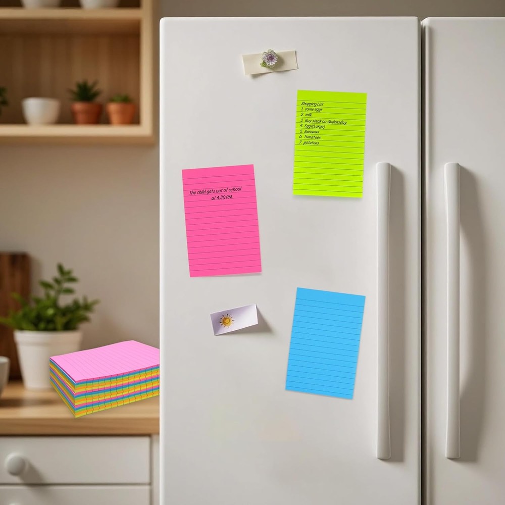 Lined Stiy Notes in Post, Lar Stiy Pads with Lines Self-Sti Note