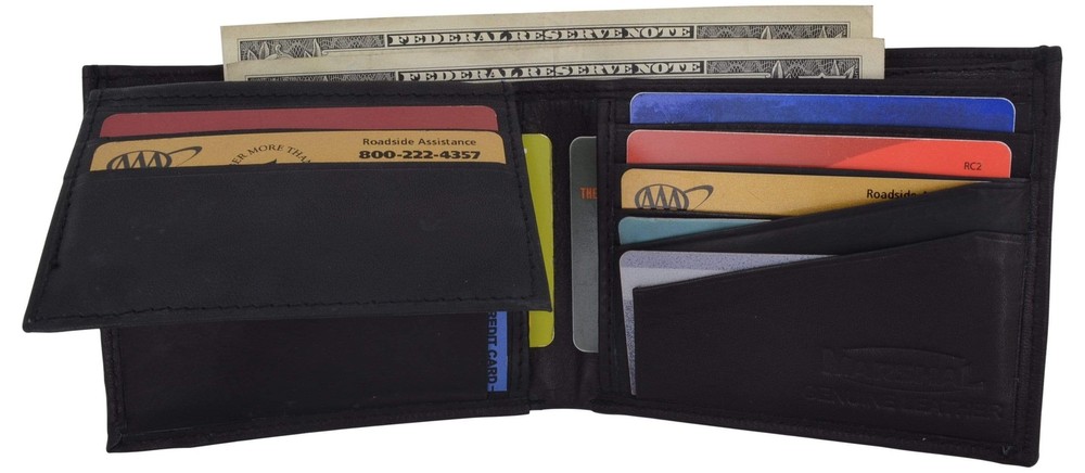Leather Men Bifold Wallet Removable ID Case Hidden Compartment 589 CF