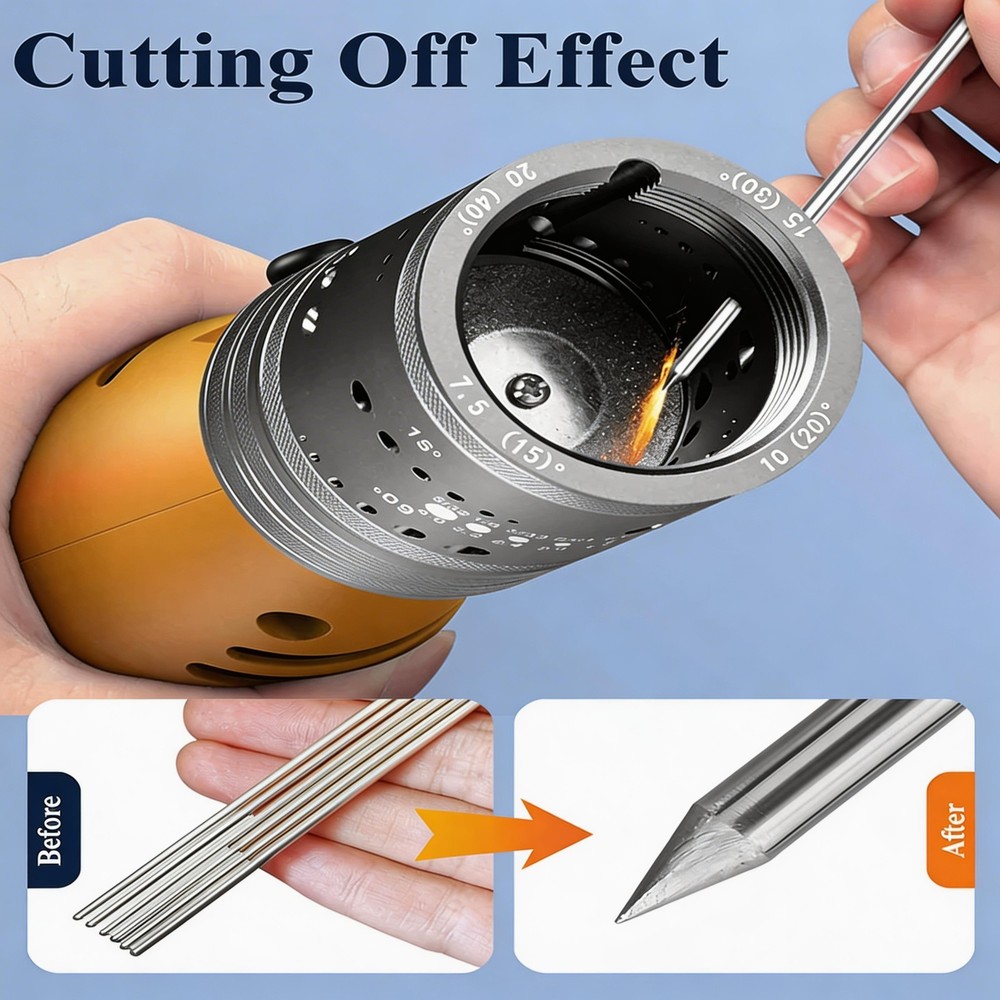 Tungsten Electrode Sharpener TIG Grinder Kit 6 Sizes 8 Angles Diamond
