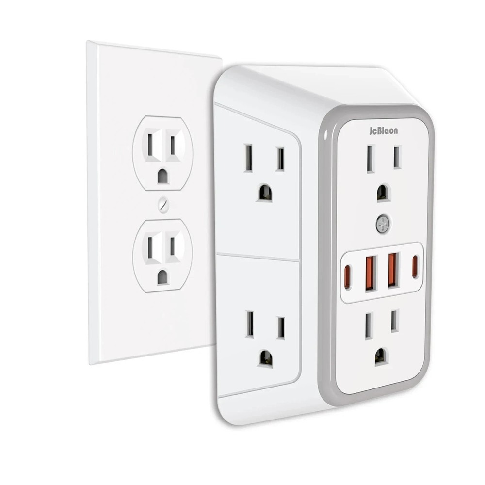6 Outlet Surge Protector Multi Plug Wall Adapter with USB Ports Power Extender