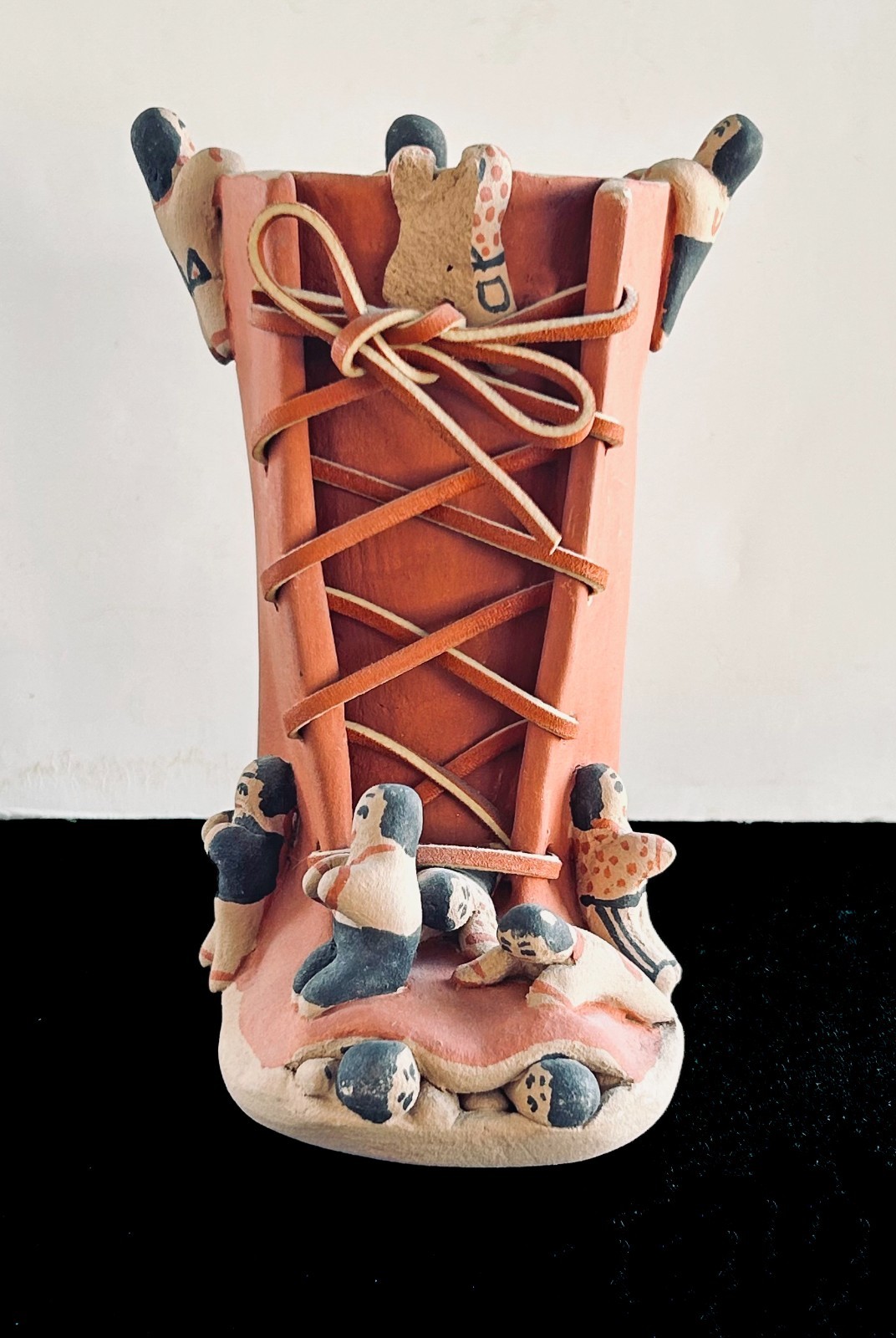 Jemez Pueblo Storyteller Pottery Figure Moccasin Boot Diane Lucero Damaged C610