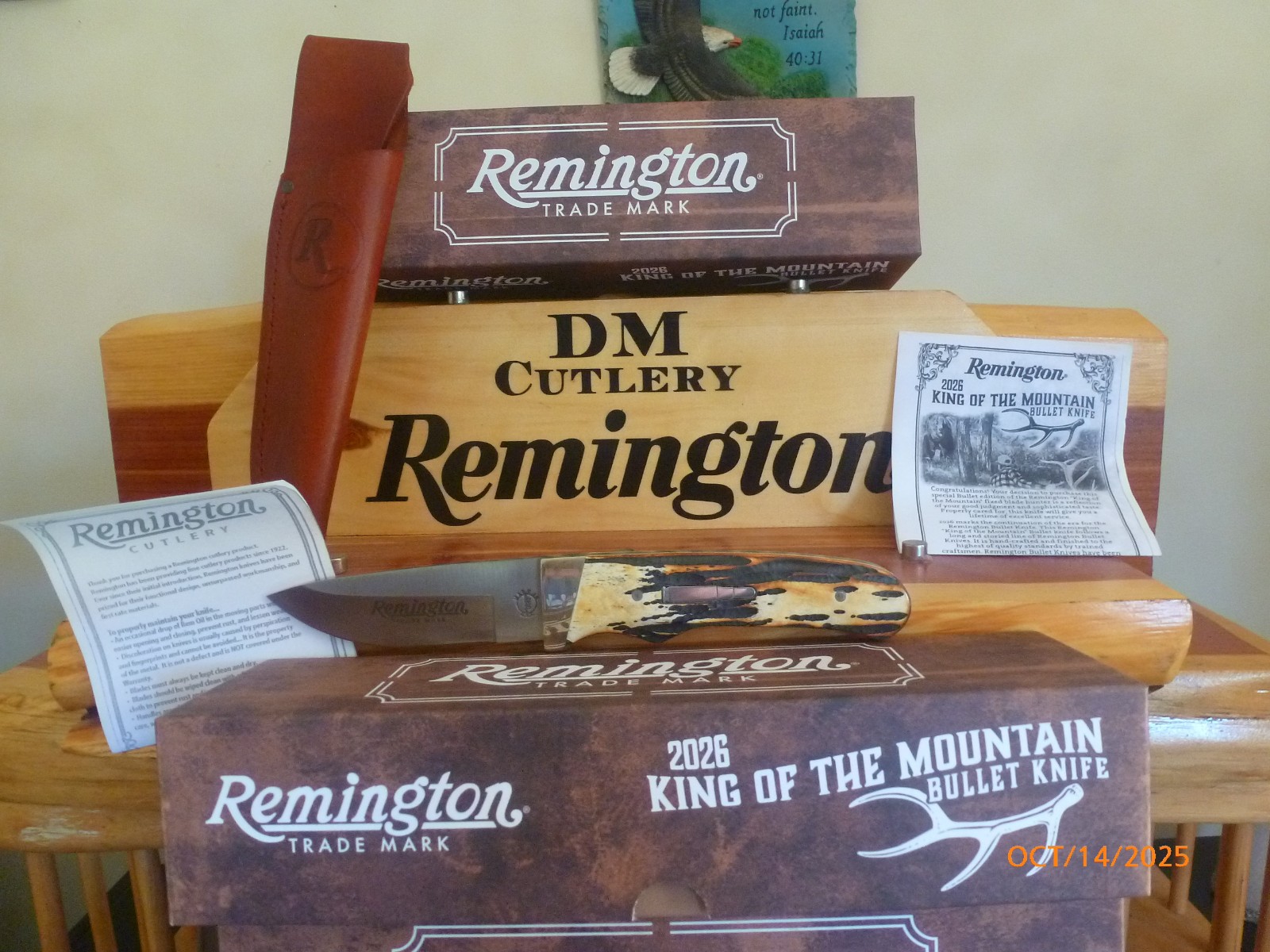 Remington 2026 Bullet Knife King of the Mountain Stag Bone Fixed Blade w/Sheath