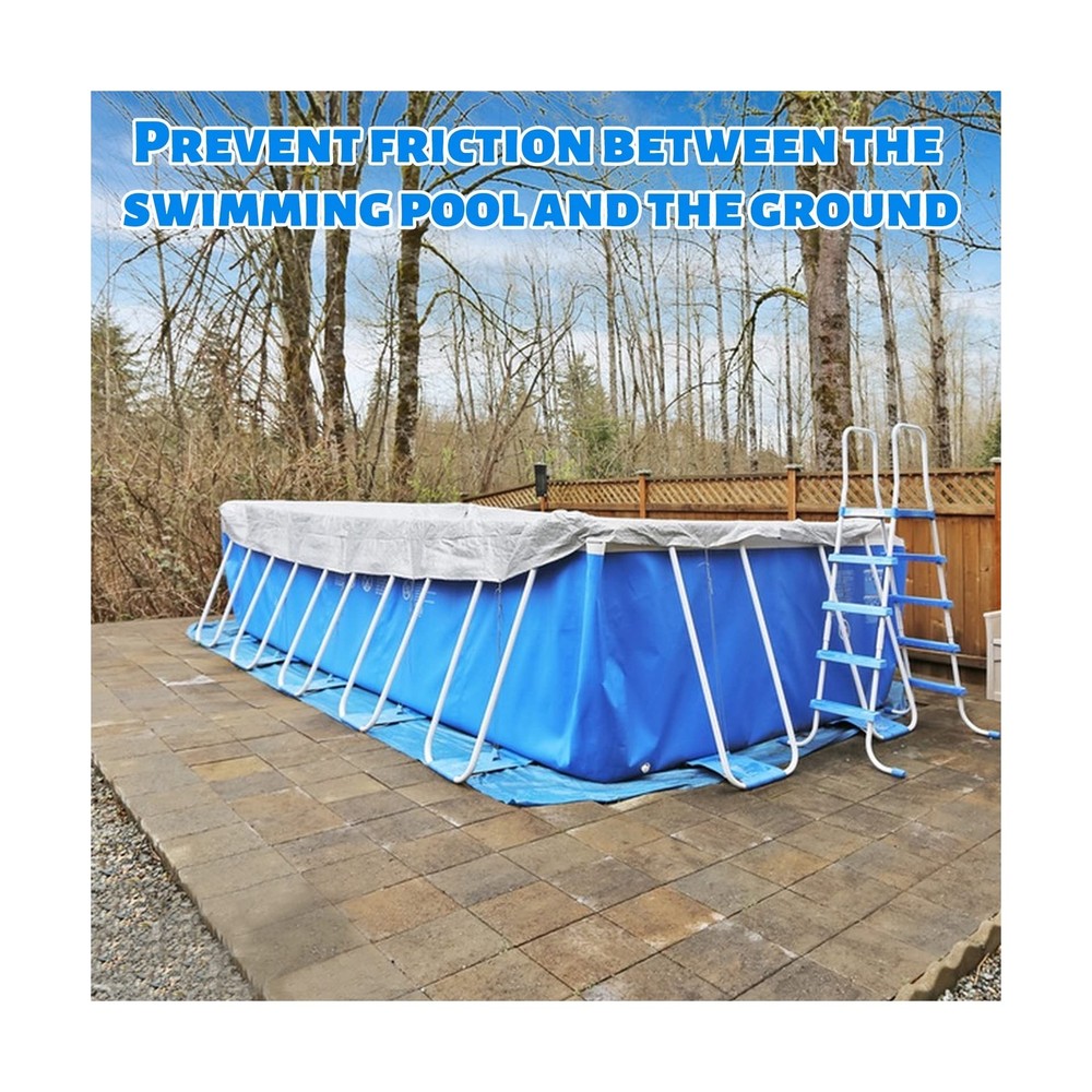 10x6.7Ft Rectangular Frame Pool Ground Cloths, Waterproof PE Swimming Pool Li...