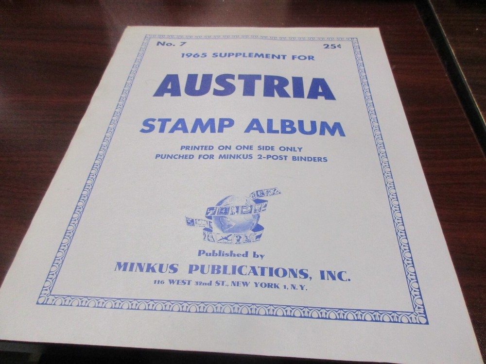 "MINKUS" 1965  SUPPLEMENT AUSTRIA  #7  W/FREE SHIPPING!!!
