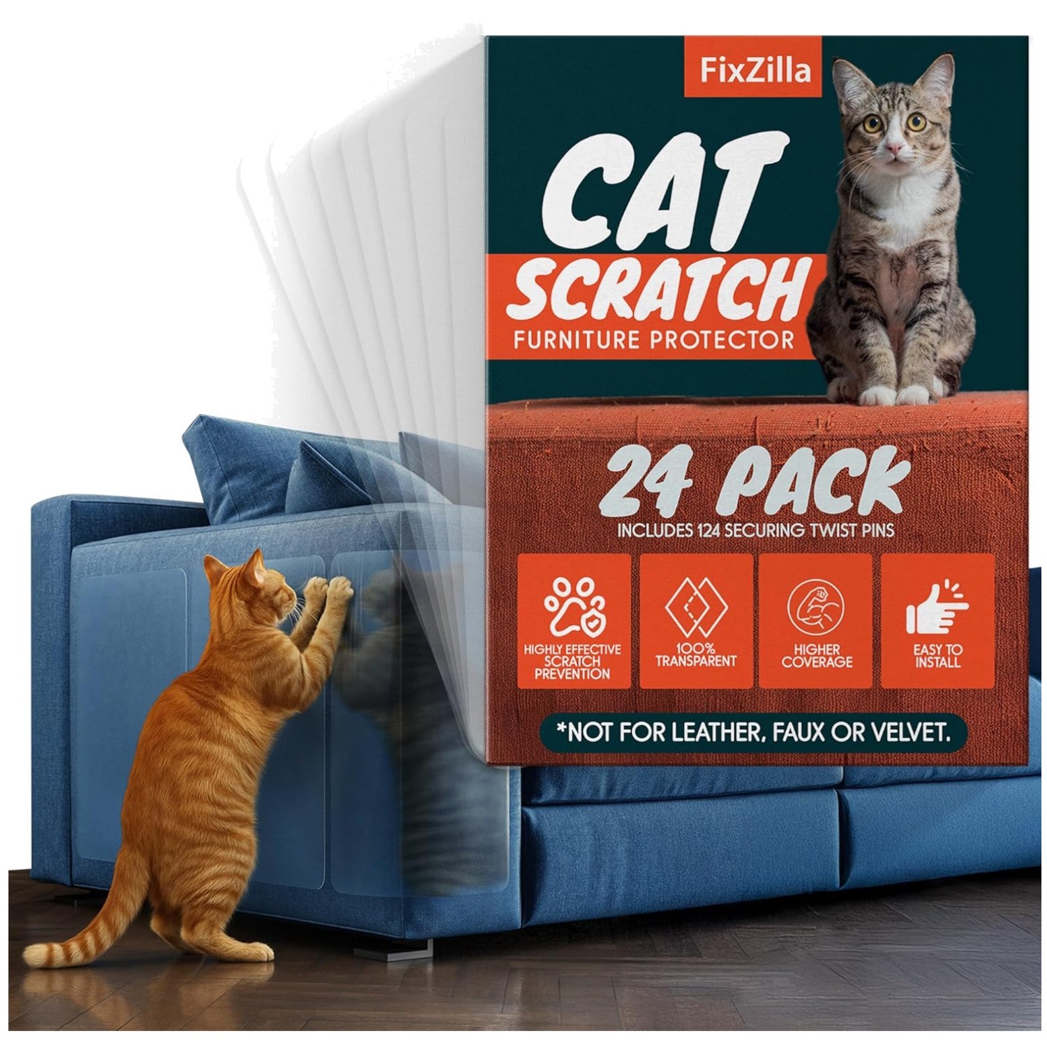 Heavy-Duty Cat Scratching Deterrent for Sofa - 24 Pack