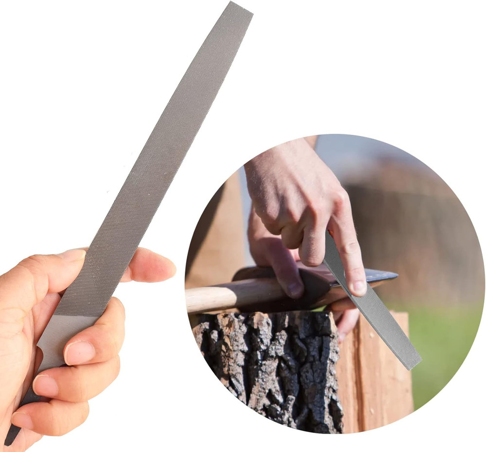 Axe File Sharpener Set 2PCS 8Inch, Flat Metal Axe File Rectangular Cut Mill Smo