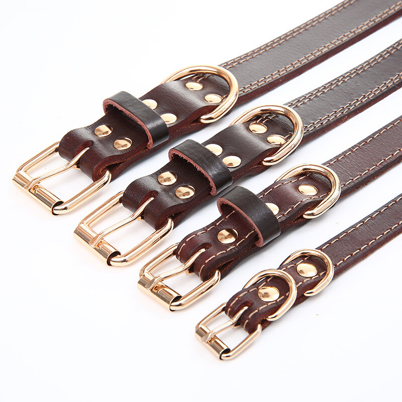 Genuine Leather Dog Collar Durable Alloy Hardware for Medium Extra Large Dogs