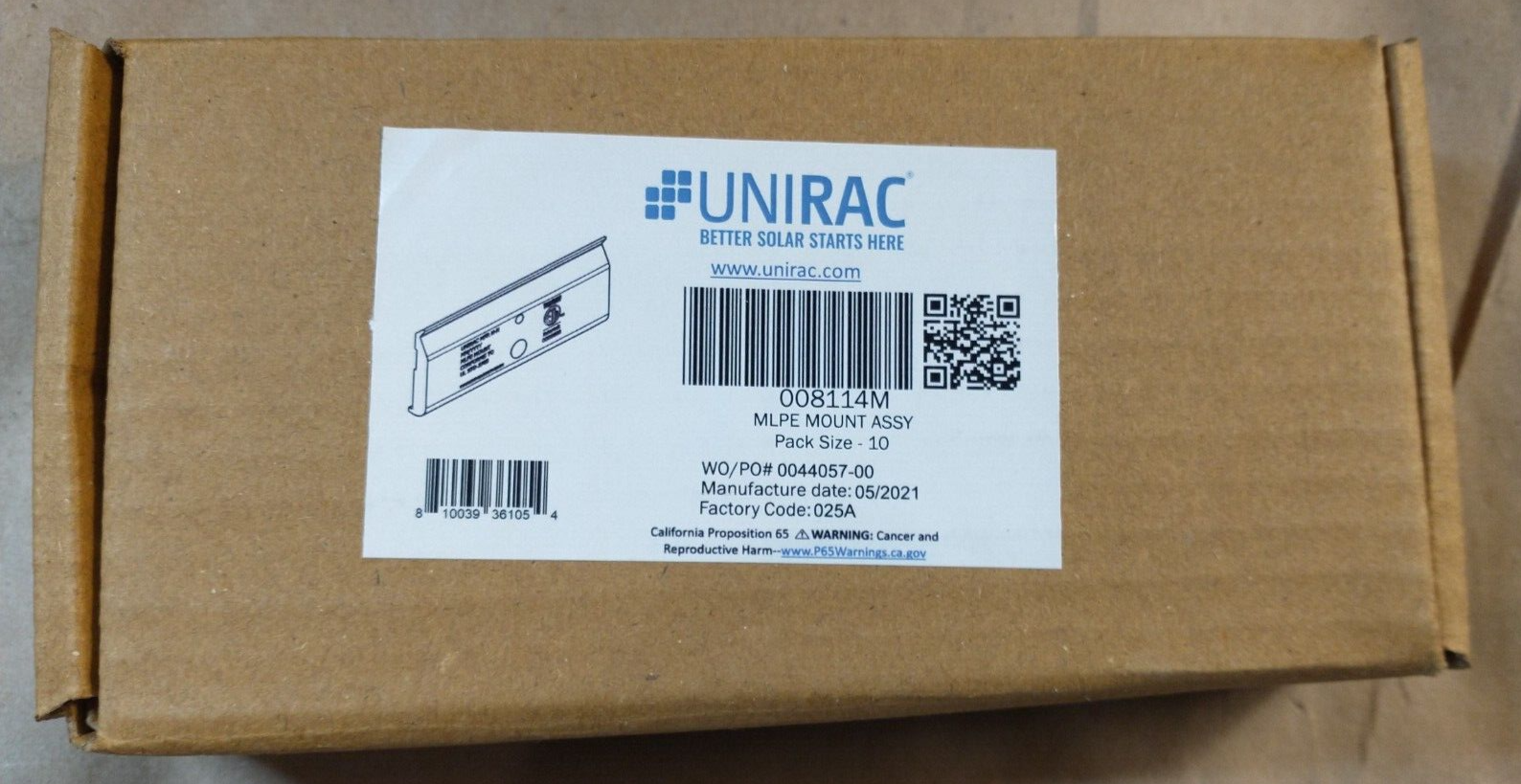 1 Box of 10, UNIRAC Solar 008114M MLPE Mount Assy - Fast Shipping