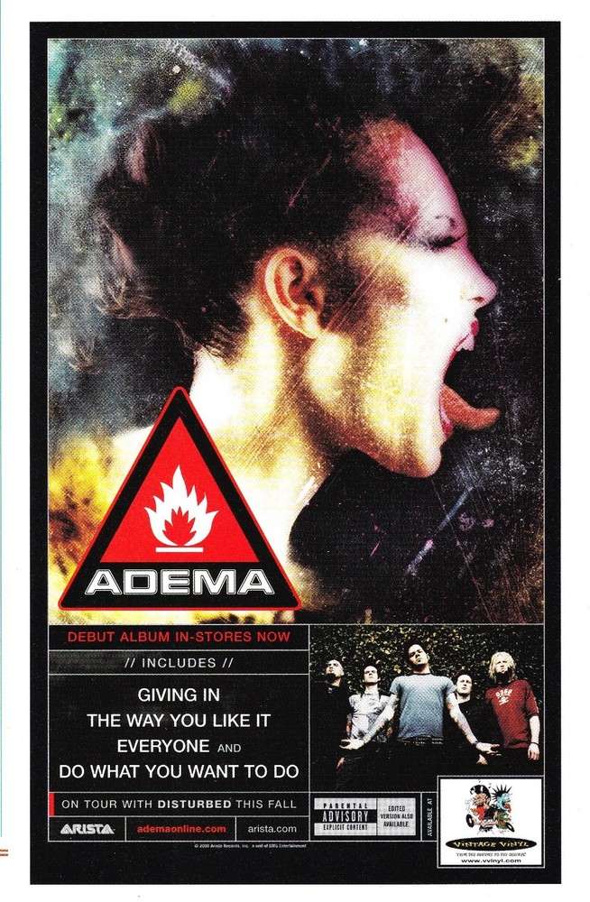 ADEMA SELF TITLED DEBUT-2001 ALBUM PROMO MAGAZINE 5X8 PRINT AD ADVERT CLIPPING