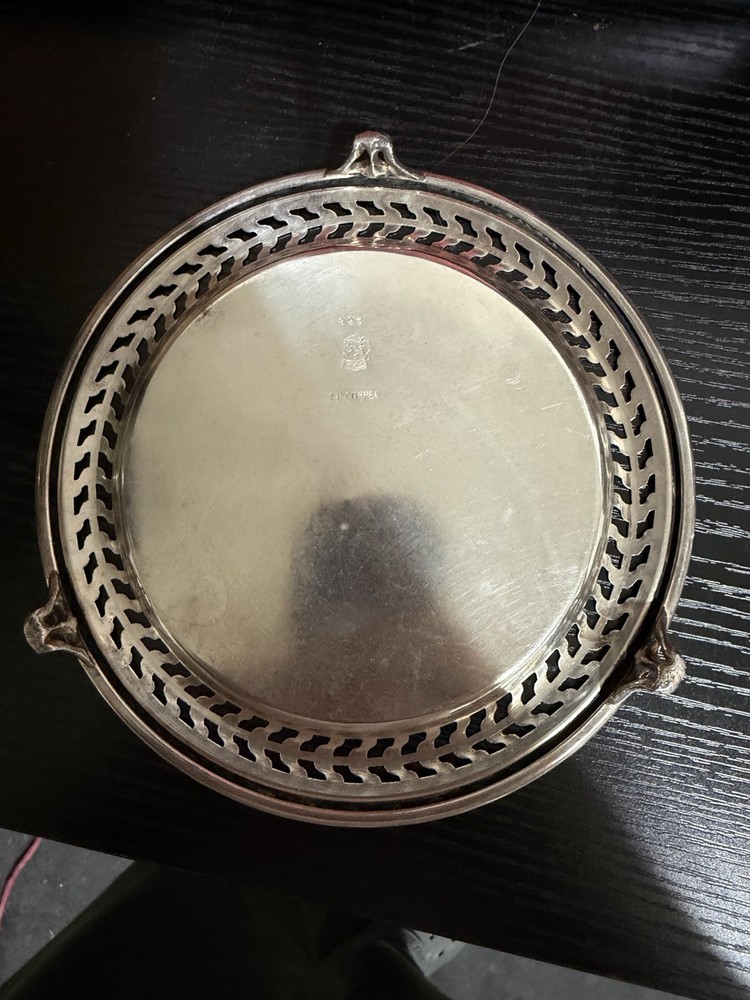 Antique Silverplate Tray Ornate Pattern Pierced Edge E.P. Copper 823