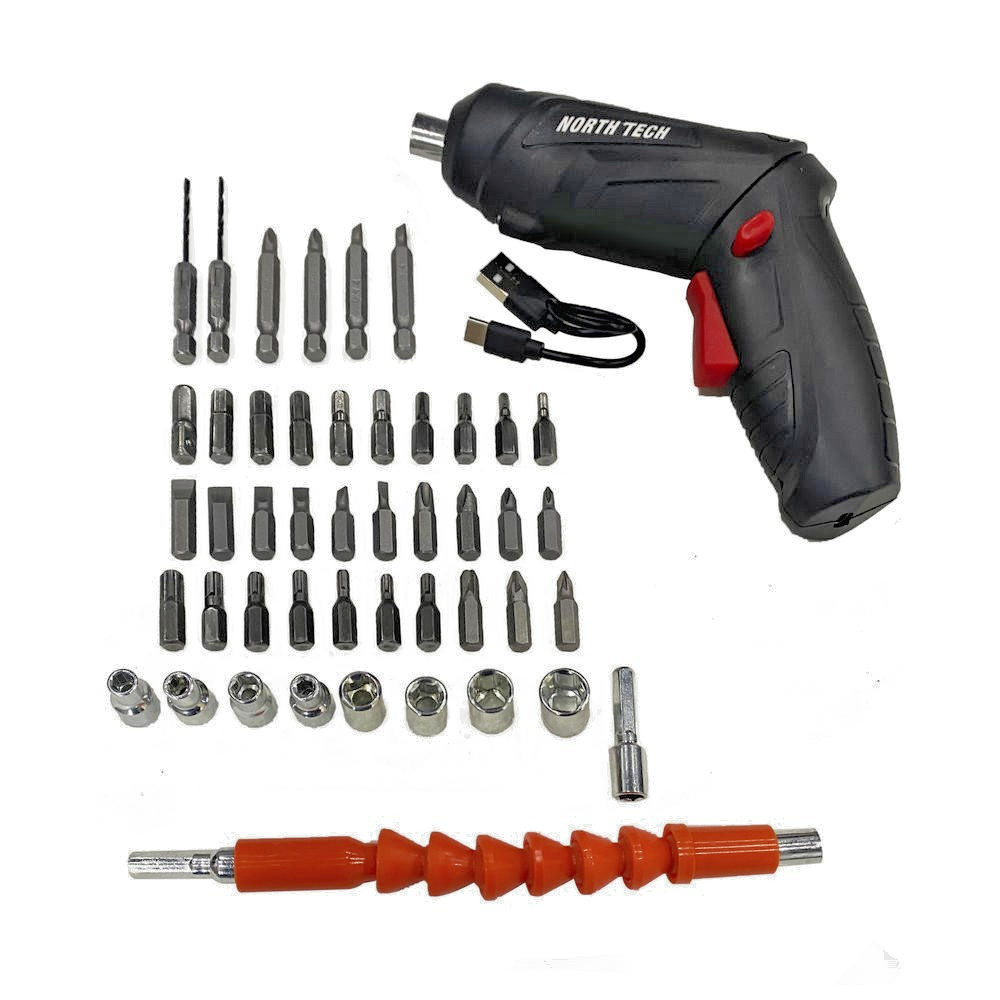 North Tech 3.7V Cordless Screwdriver Tool Socket Set Carrying Case Rechargeable