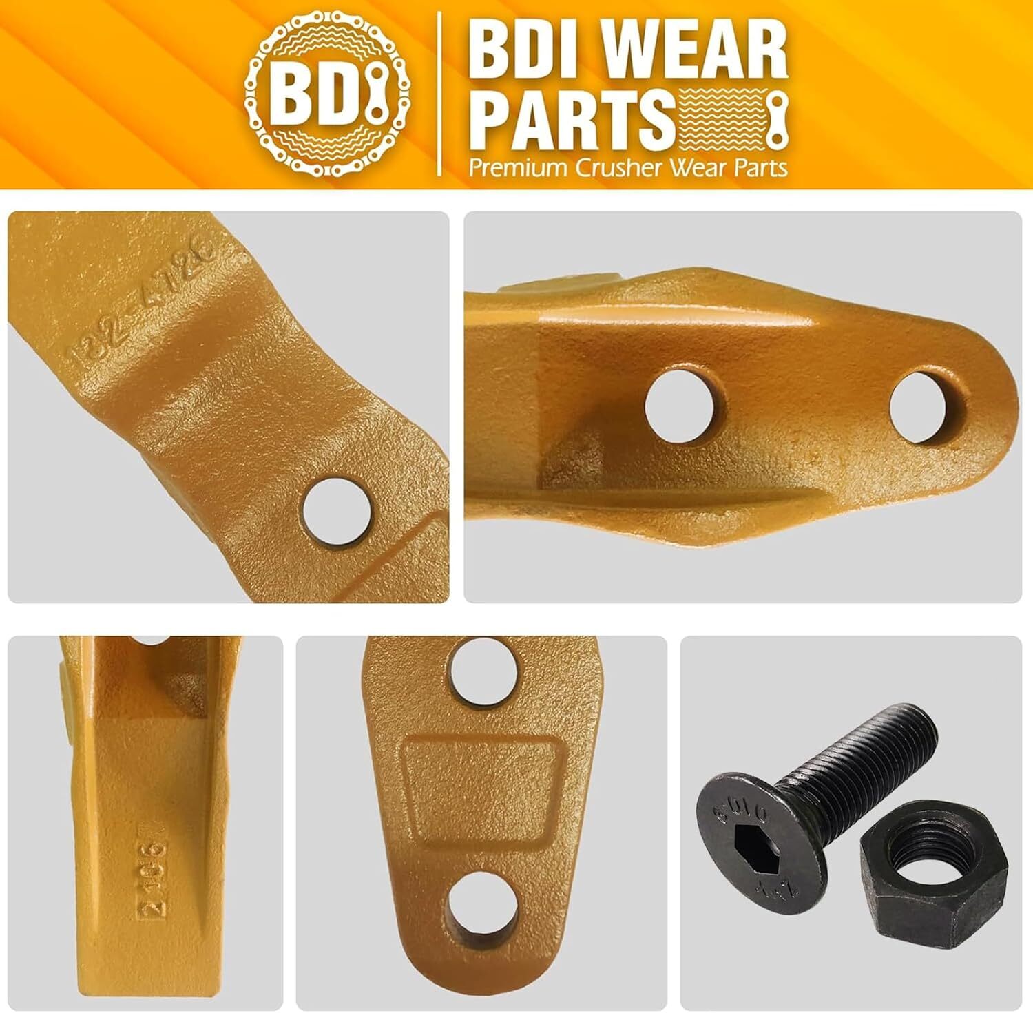 132-4720 Cat Skid Steer Bucket Teeth Aftermarket Teeth with Bolts and Nuts 10PK