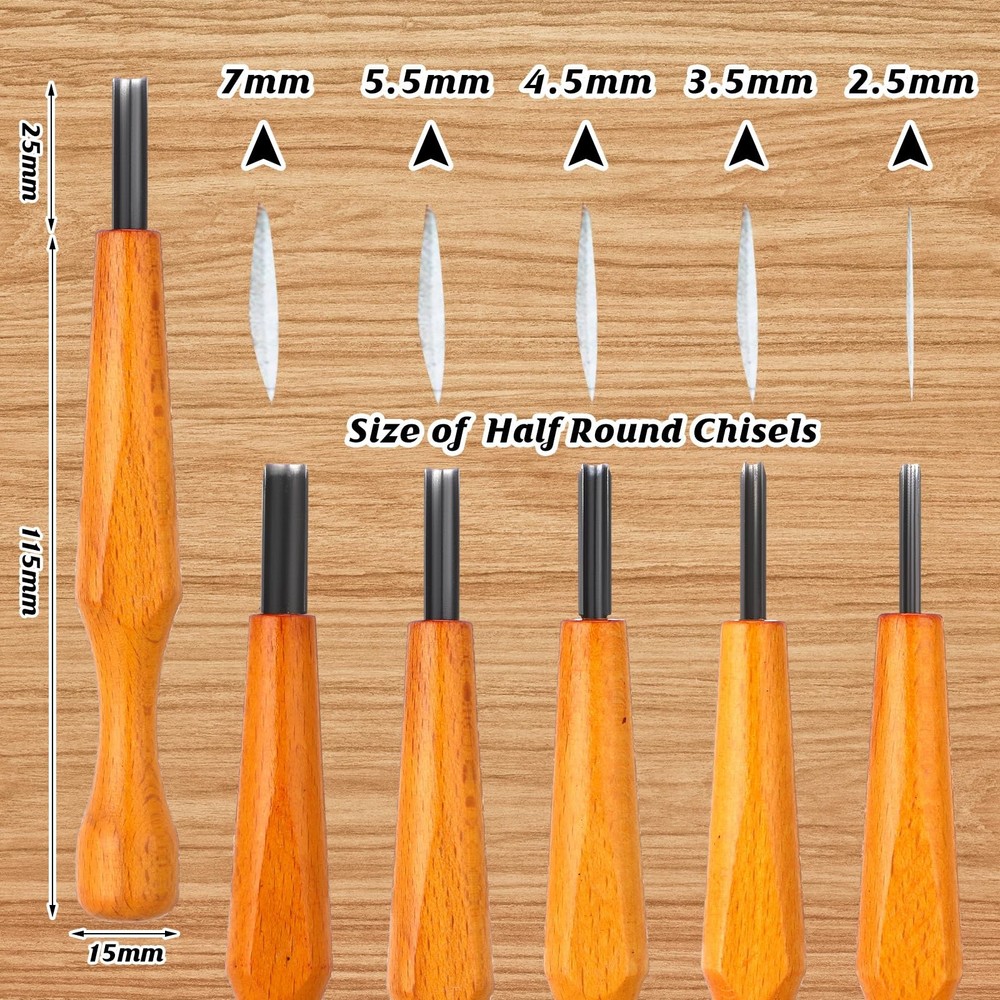 WILLBOND 5 Pcs Linocut Carving Tools Set Triangular Linoleum Various Sizes Wo...