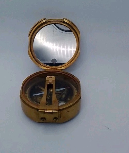 VINTAGE BRUNTON STYLE NATURAL SINE BRASS NAUTICAL COMPASS