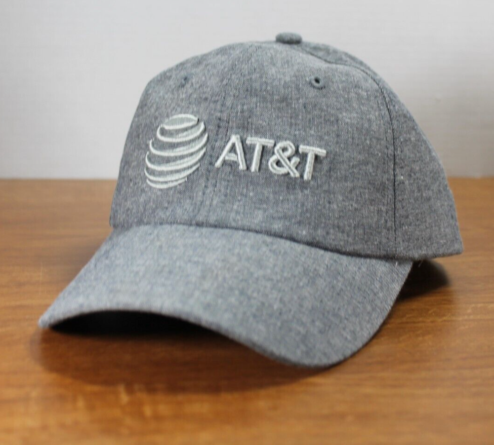 AT&T Logo Baseball Hat - Black / Gray - Adjustable - One Size - Multiples - NEW