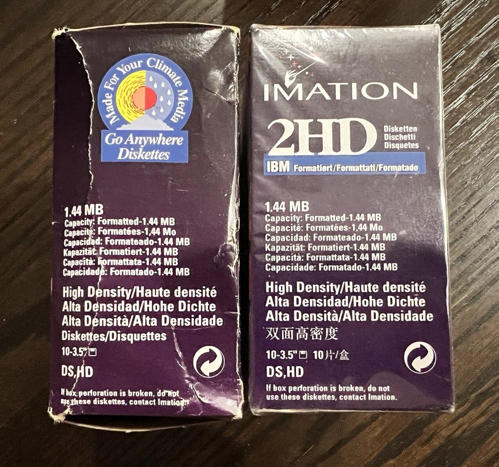Imation 2HDFloppy Discs 3.5" 1.44 MB Diskettes 20 Pack IBM Formatted SEALED!