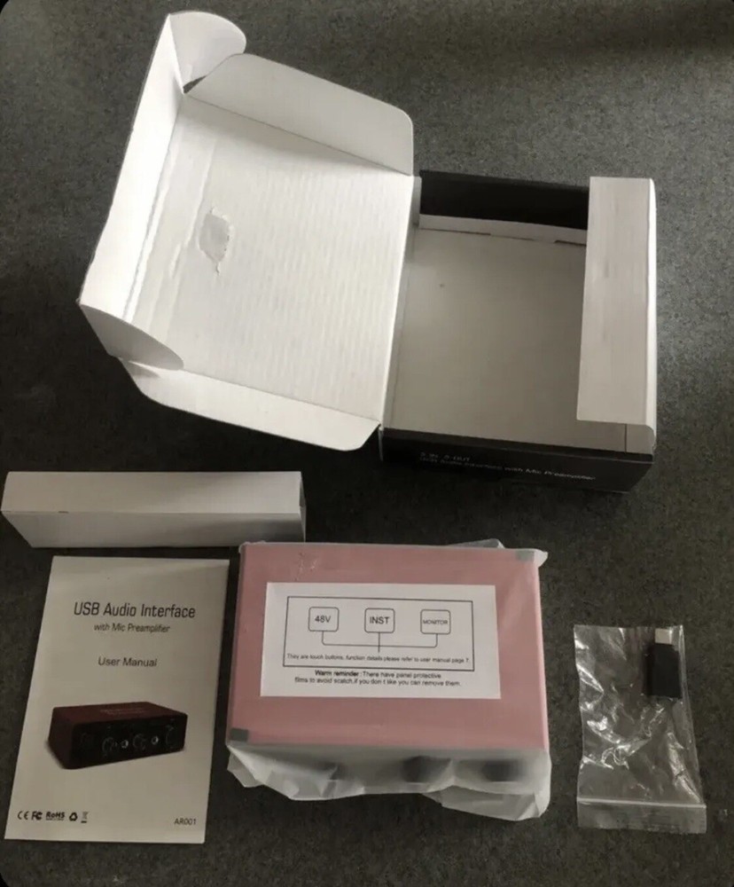 USB Audio Interface with XLR cable Audio Interface with Mic Preamplifier