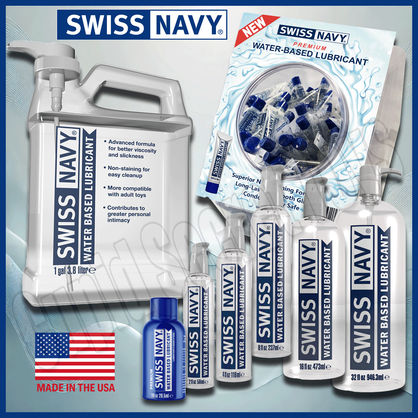 Swiss Navy Water-Based Lubricant Premium Personal Lube Long-Lasting Smooth Glide