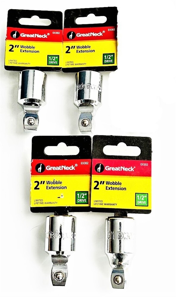 4 GREAT NECK 1/2" DRIVE 2" WOBBLE SOCKET EXTENSIONS BARS #EX302