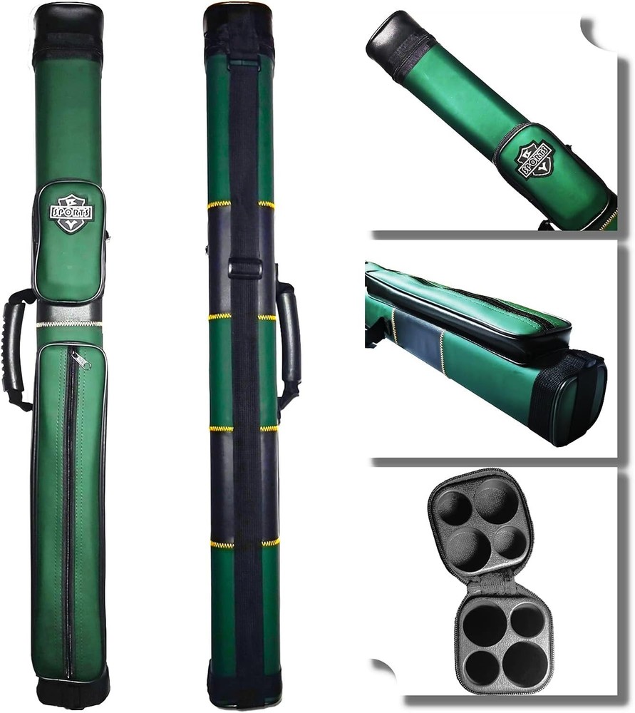 Waterproof 2x2 Billiard Cue Carry Case with Adjustable Shoulder Strap