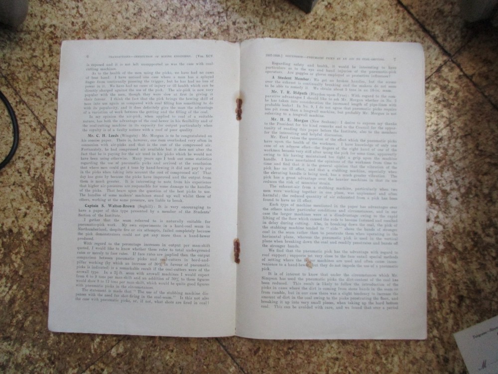 6 page IEME 1938 Booklet using pneumatic picks