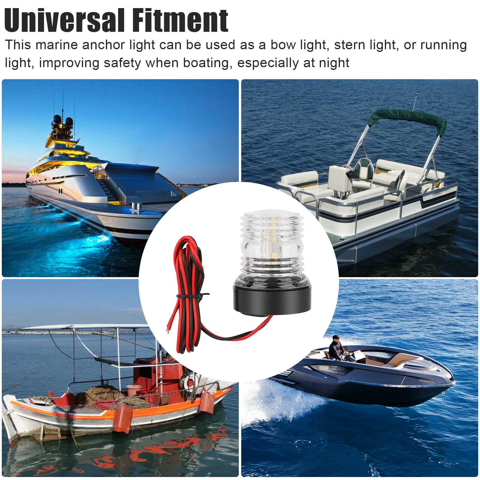 12V Marine Boat Yacht LED Navigation Light Stern Anchor Lamp All Round White 2NM