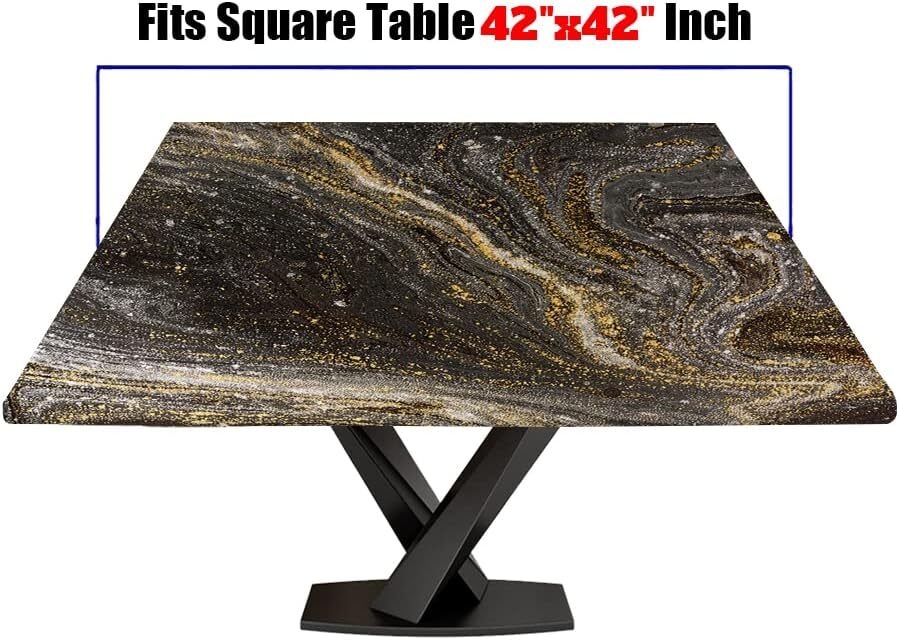 Square TableCloth Elastic Edged Fitted Table Cover Waterproof 100% Polyester