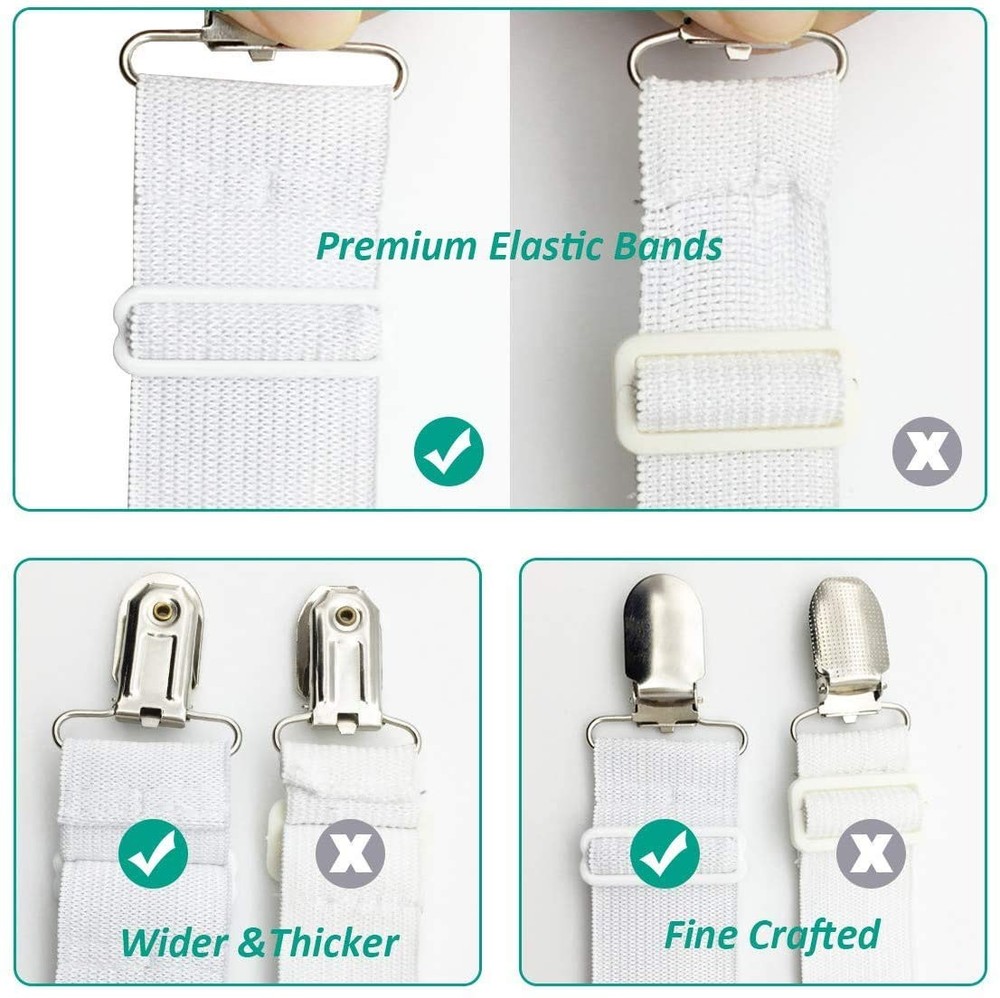 Bed Sheet Holder Straps Adjustable Fasteners Sheet Grips White