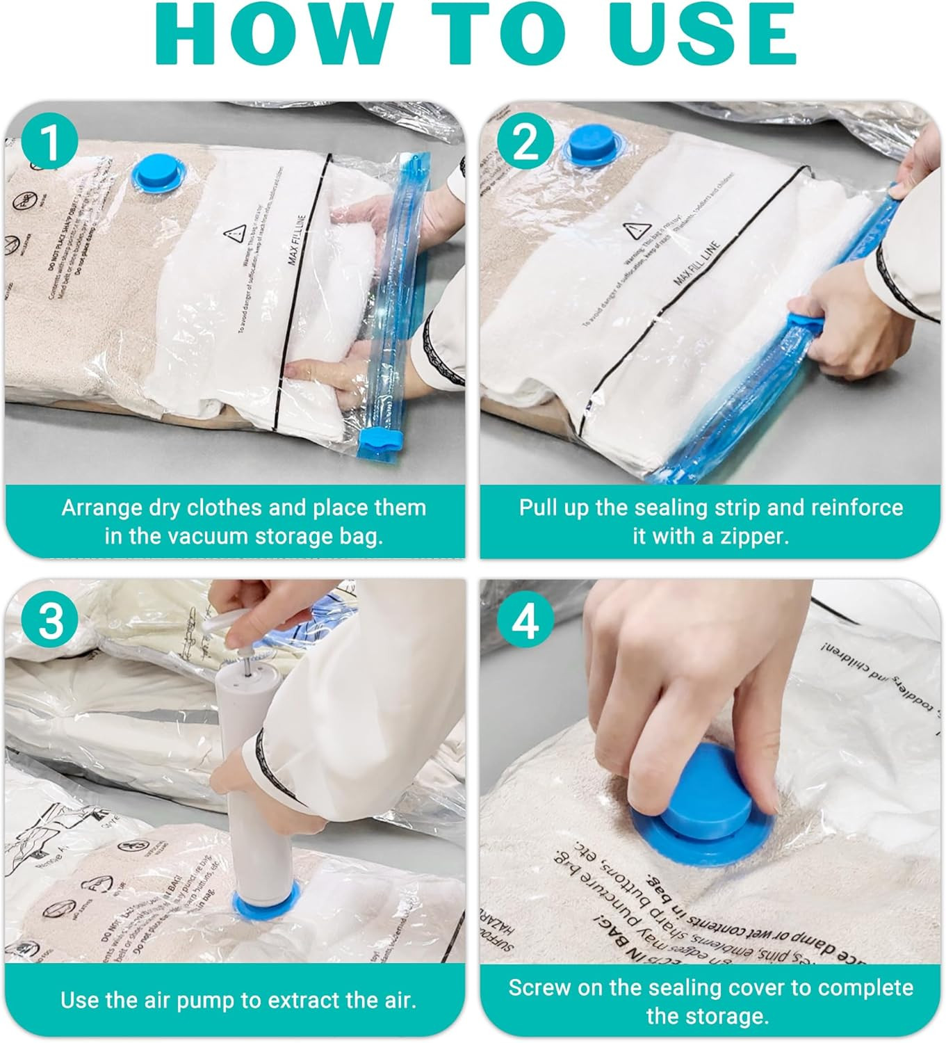 15 Pack Vacuum Seal Bags for Clothing &Travel, Space Saver Vacuum Storage Bags f