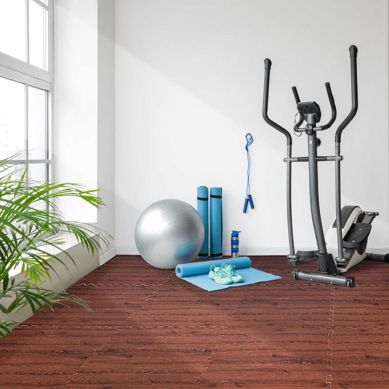 Sorbus 96 Sq. Ft. Wood Grain Floor Tiles, Interlocking EVA Foam Mats 24 Pcs.