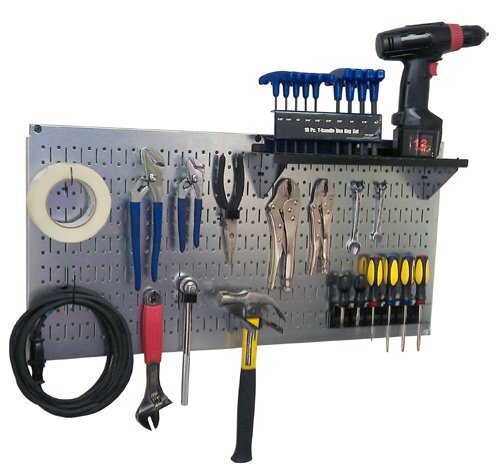 Pegboard 16"x32" Galvanized Metal Tool Board Panel for Wall Organization