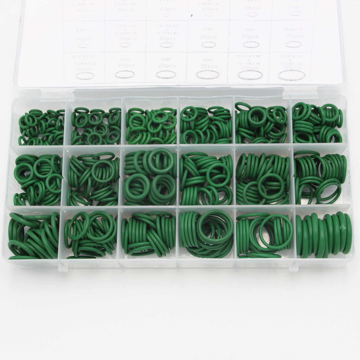530PCS Green HNBR O-Rings Assortment Kit for A/C Compressor 18 Sizes US Stock