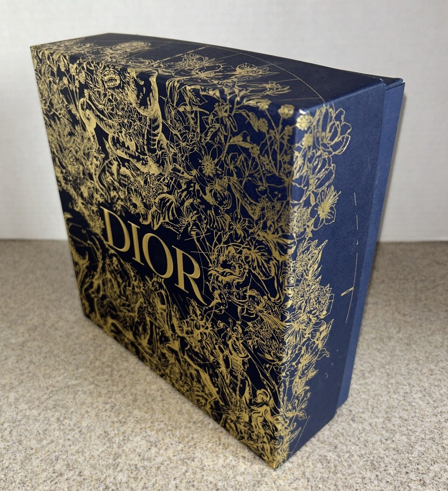 Authentic Dior Limited Edition Holiday Empty Gift Box Blue & Gold W/Insert