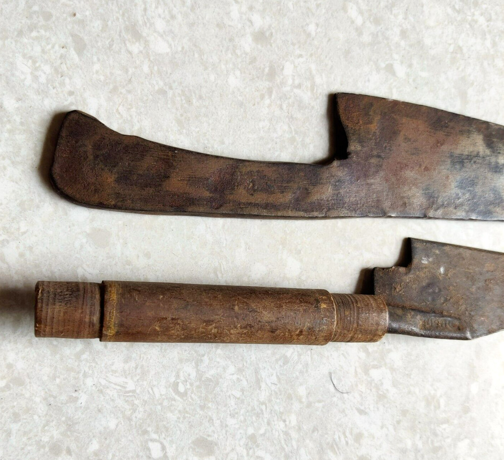 Vintage Primitive Handmade Unique Shape Iron Dagger Khanjar Blade 2Pc DG103