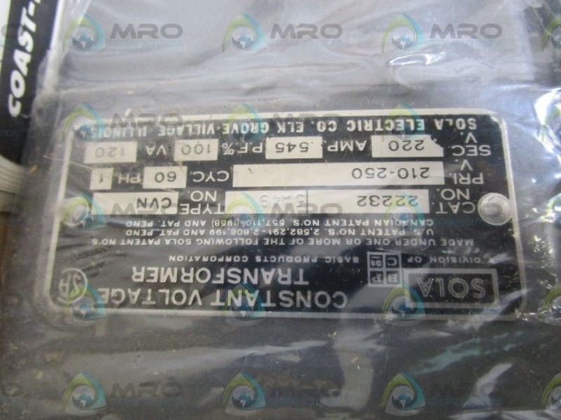 SOLA CONSTANT VOLTAGE TRANSFORMER 22232 NSMP