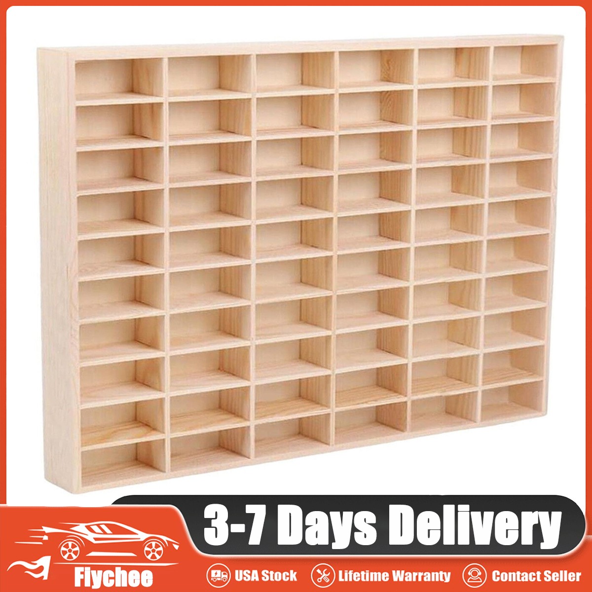 60 Grids Hot Wheels Diecast Wooden Display Storage Cabinet 1/64 Car Matchbox US