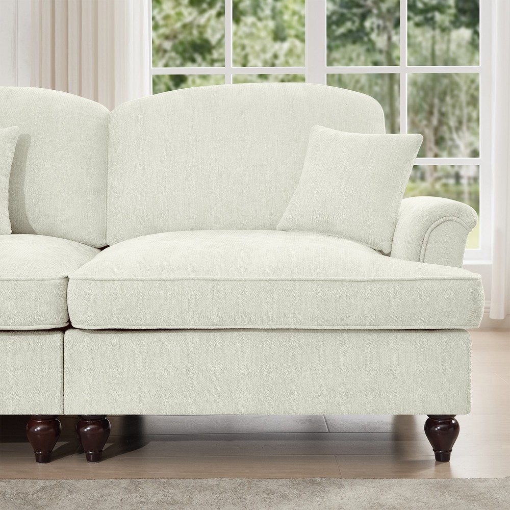Comfy Modular Sectional Sofa U-Shape w/ Ottoman & Removable Skirts, Beige
