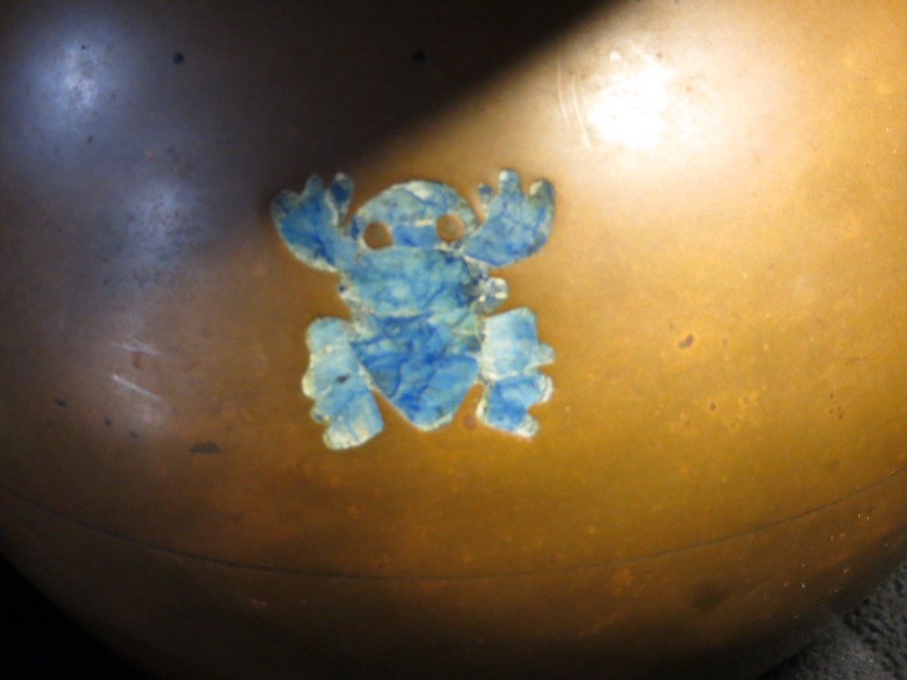 Los Castillo Copper Pitcher With Malachite Frog Decorative Inlay