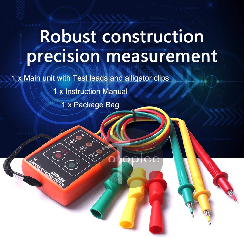 3 Phase Sequence Presence Rotation Indicator Detector Meter with LED and Buzzer