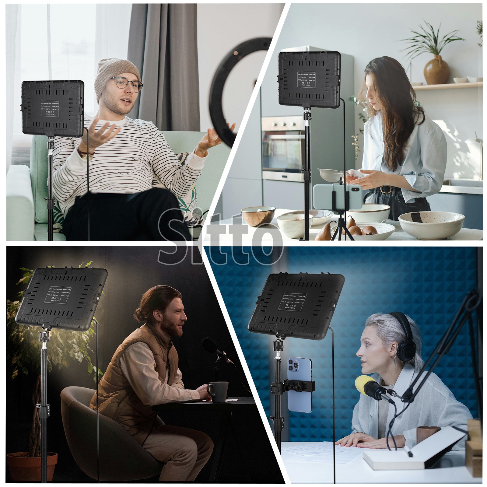 2x LED Video Light Kit Studio Dimmable Photo Tripod Photography Lighting Kit