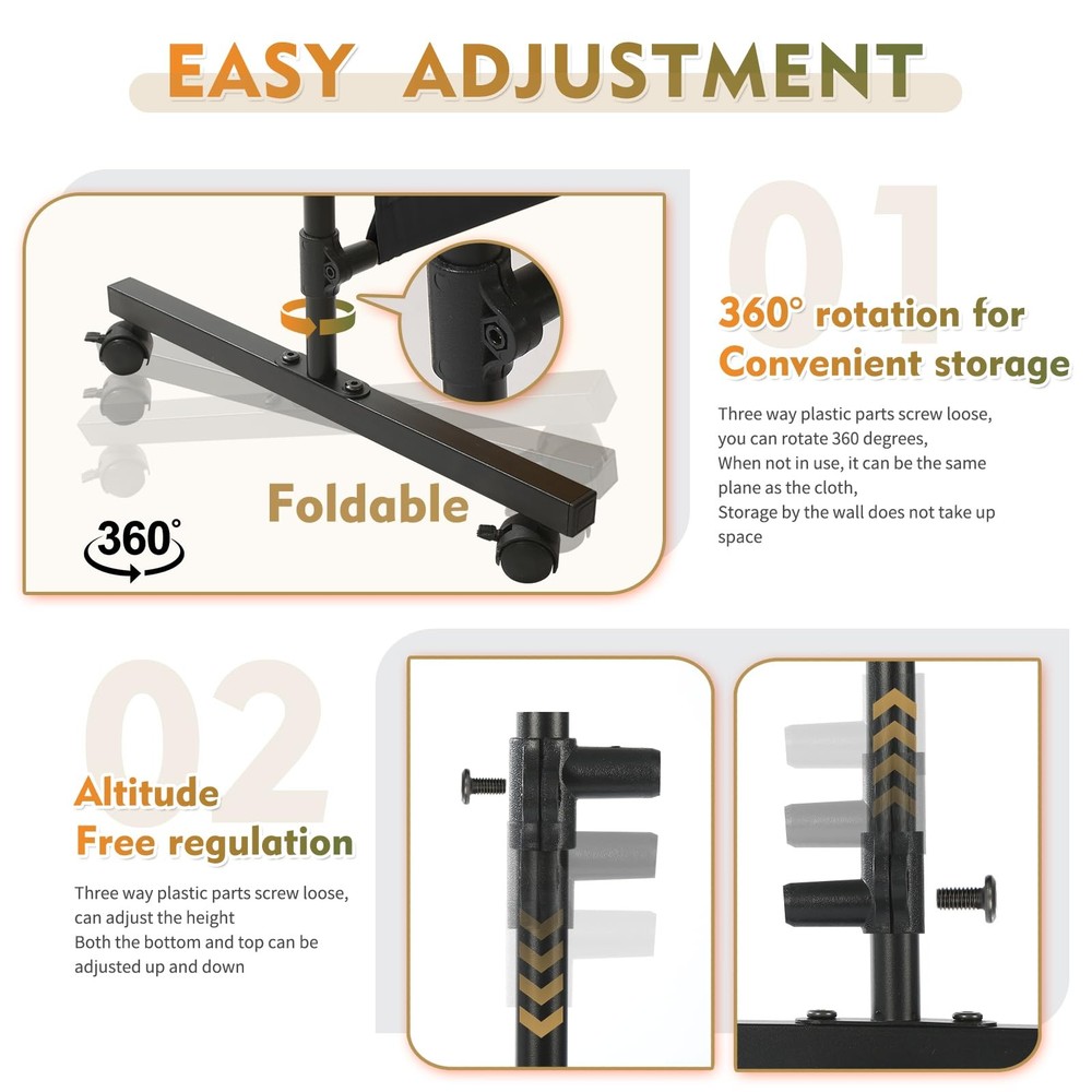 Room Divider Screen 72"x72" with Lockable Caster Wheels, Privacy Panel for Ho...