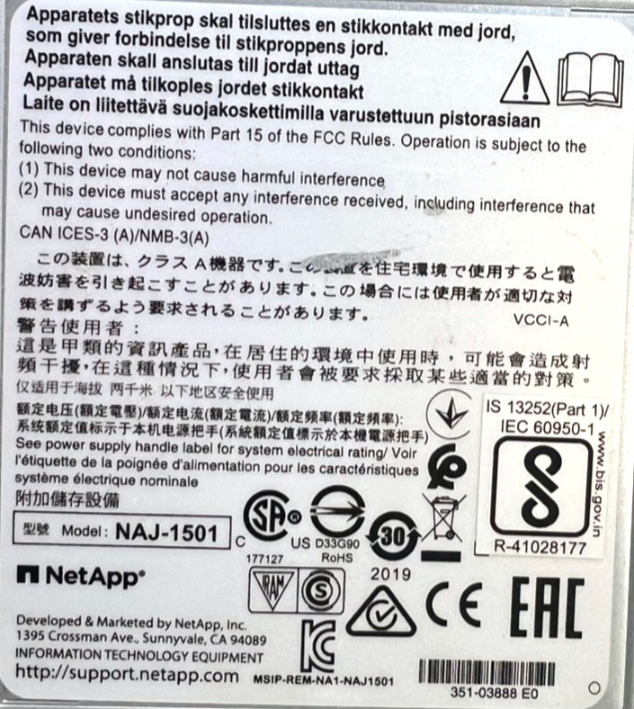 NetApp NAJ-1501 Server Storage Array 2x IOM12 Blades 2x PSU