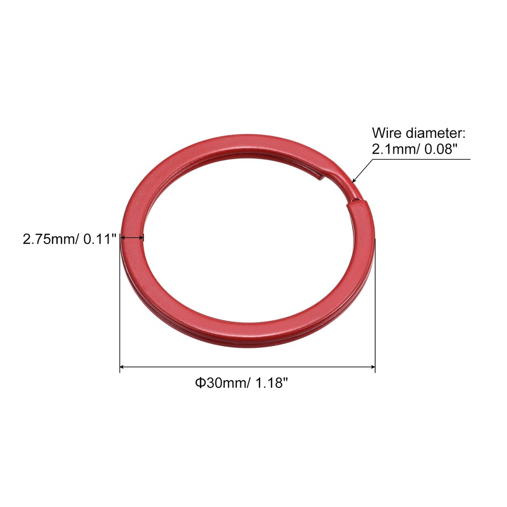 Split Keychain Rings 30mm/1.2inch Round Flat Key Holder Red 24Pcs