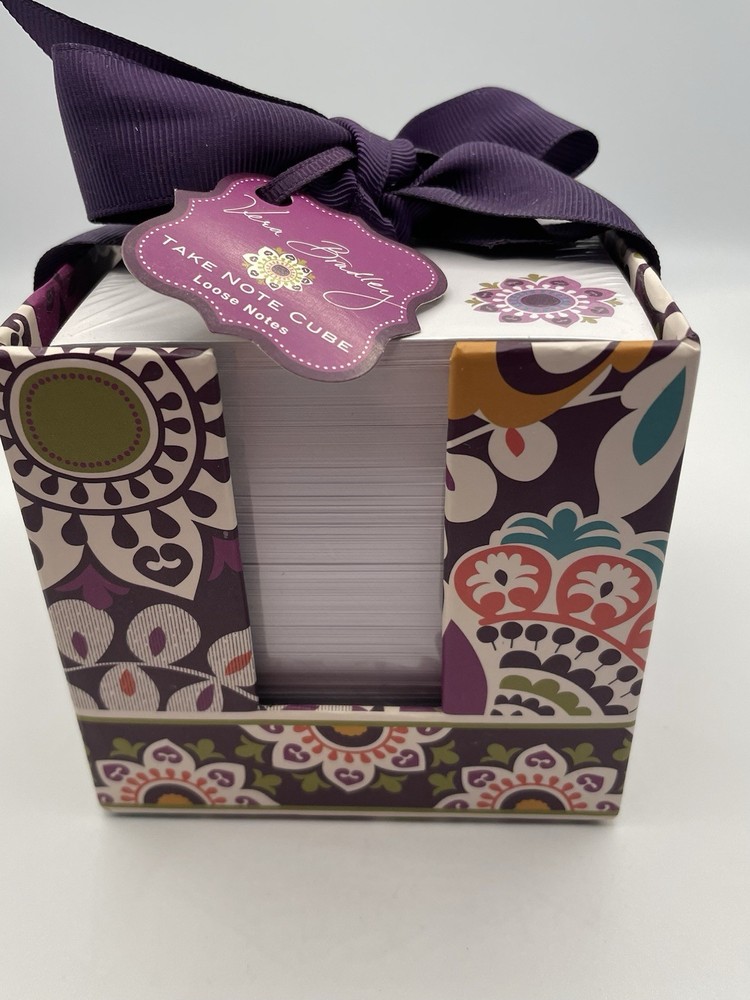 Vera Bradley Take Note Cube “Plum Crazy” Loose Notes Paper Cube