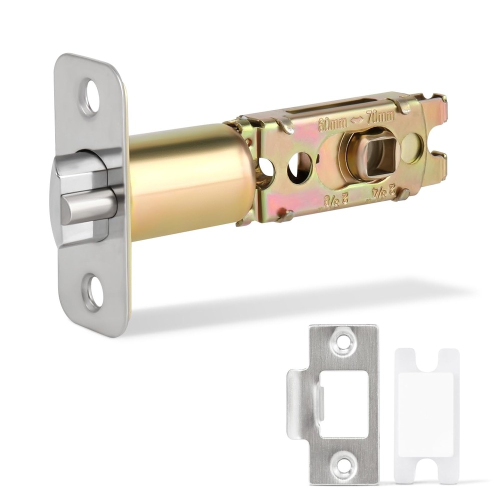 Adjustable Deadlatch 2-3/8'' or 2-3/4'', Keyed Entry Door Lock 45° Brass