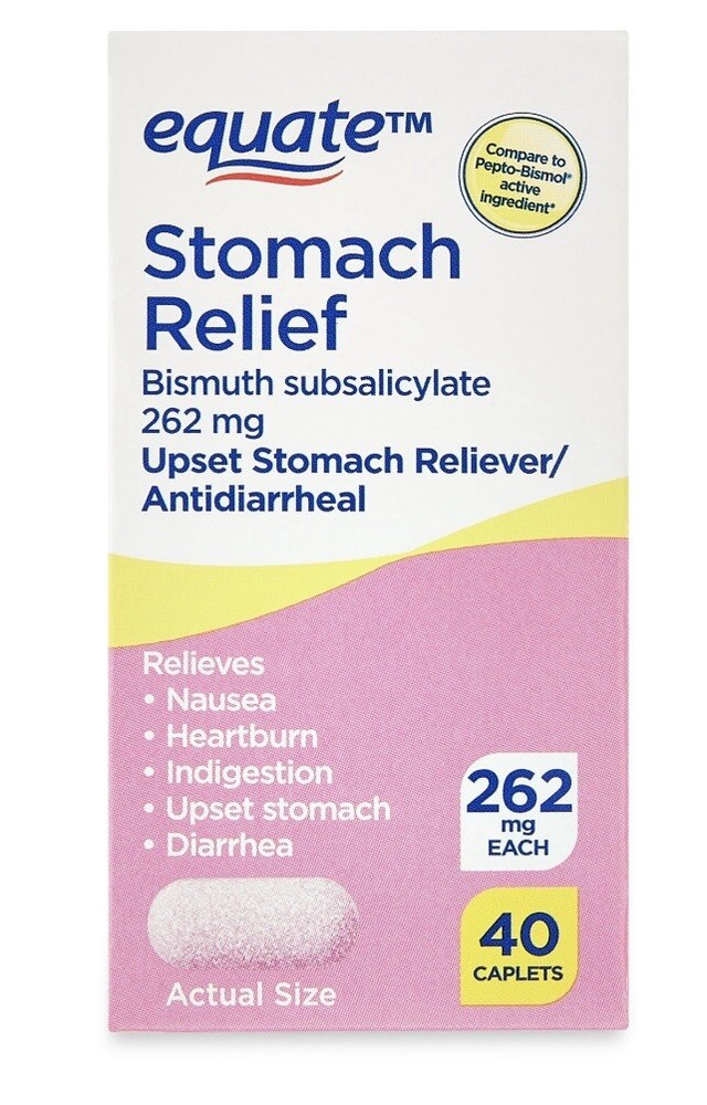 Equate Stomach Relief Caplets, 262 mg, 40 Count