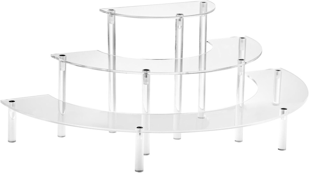 Acrylic Risers Display 3 Tier Clear Step Riser Stand Half Moon Cupcake Bx1