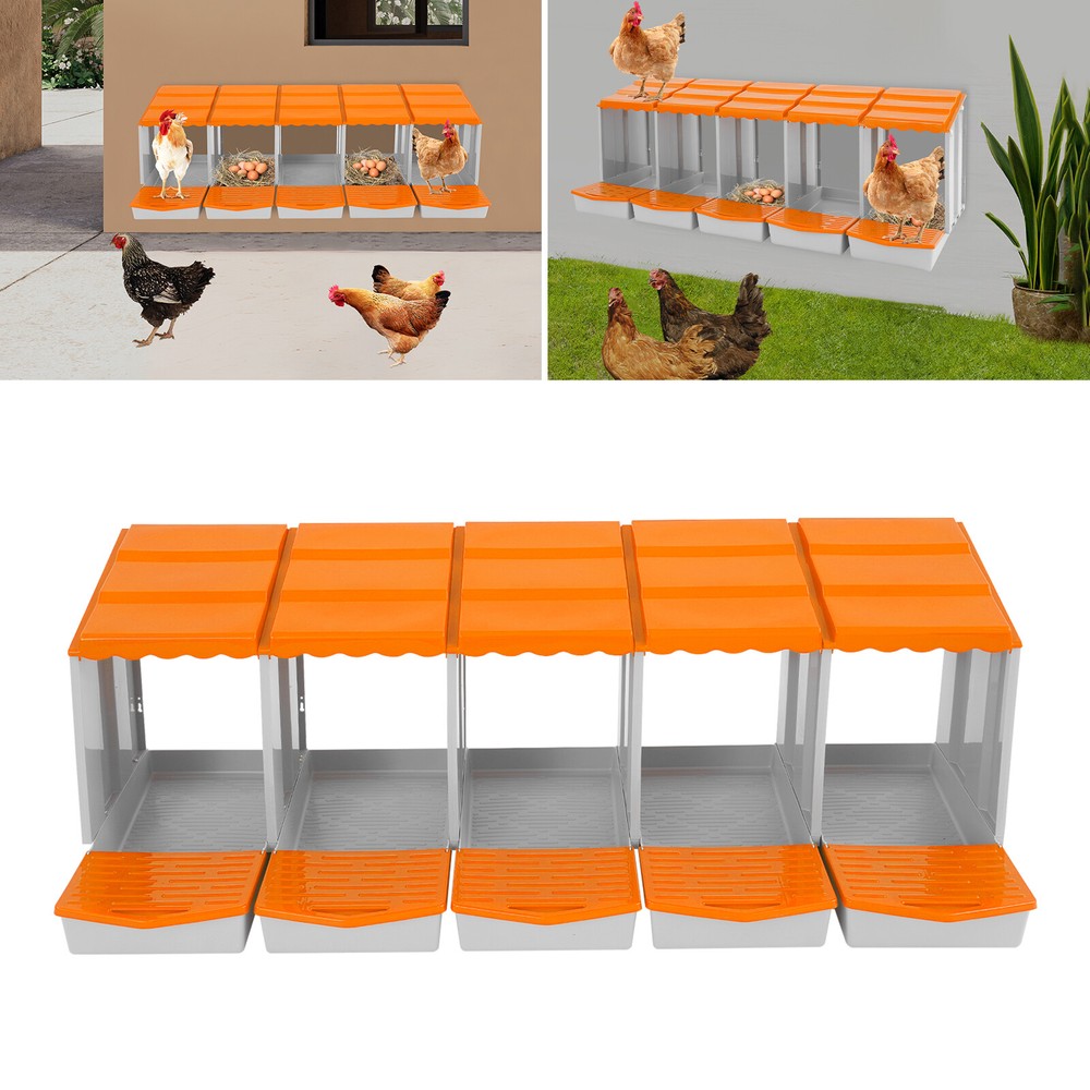5-Compartment Chicken Nesting Box, Chicken Nest Laying Box with Egg Collection